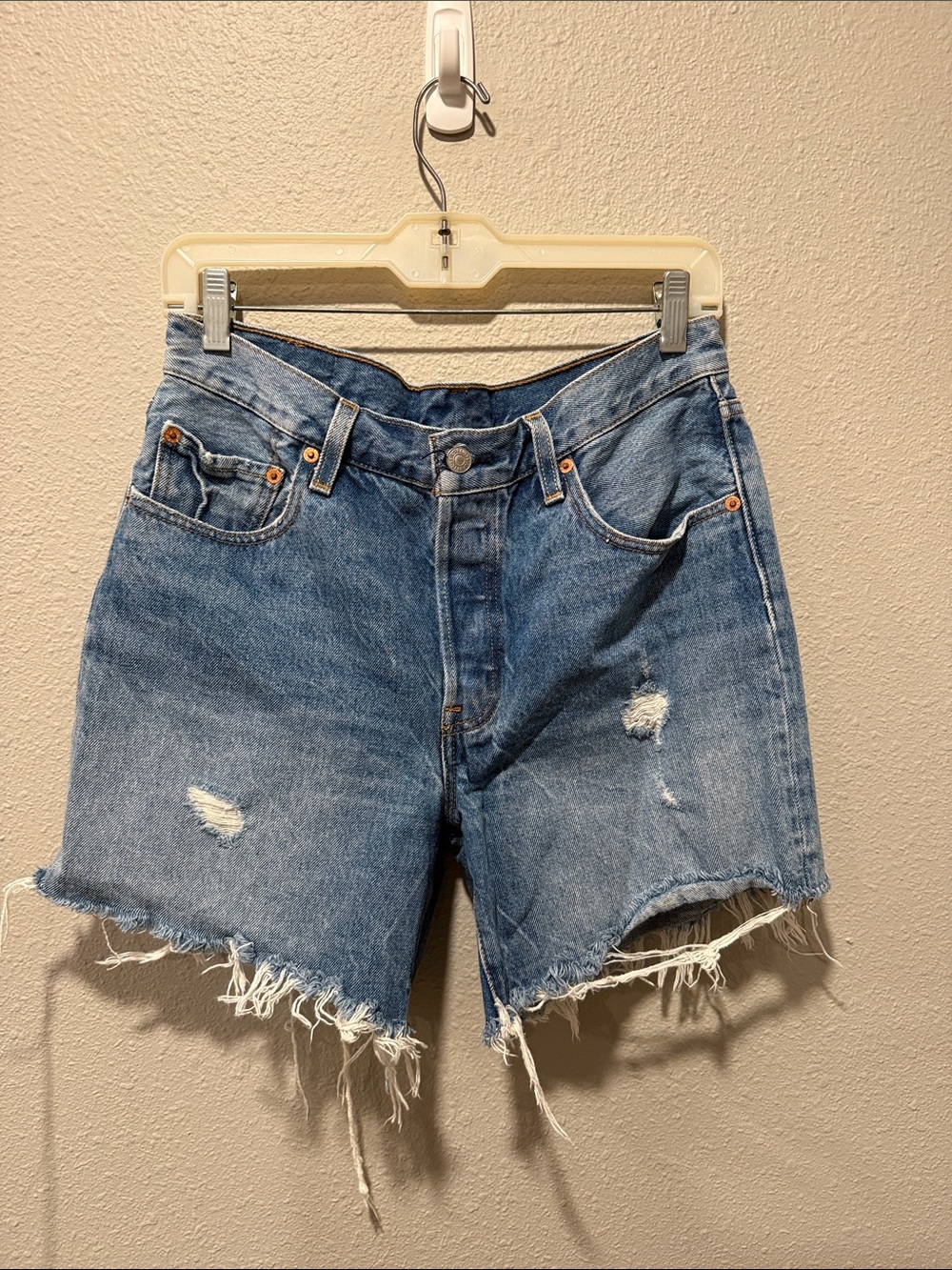 Levi's Distressed Blue Denim Cutoff Shorts